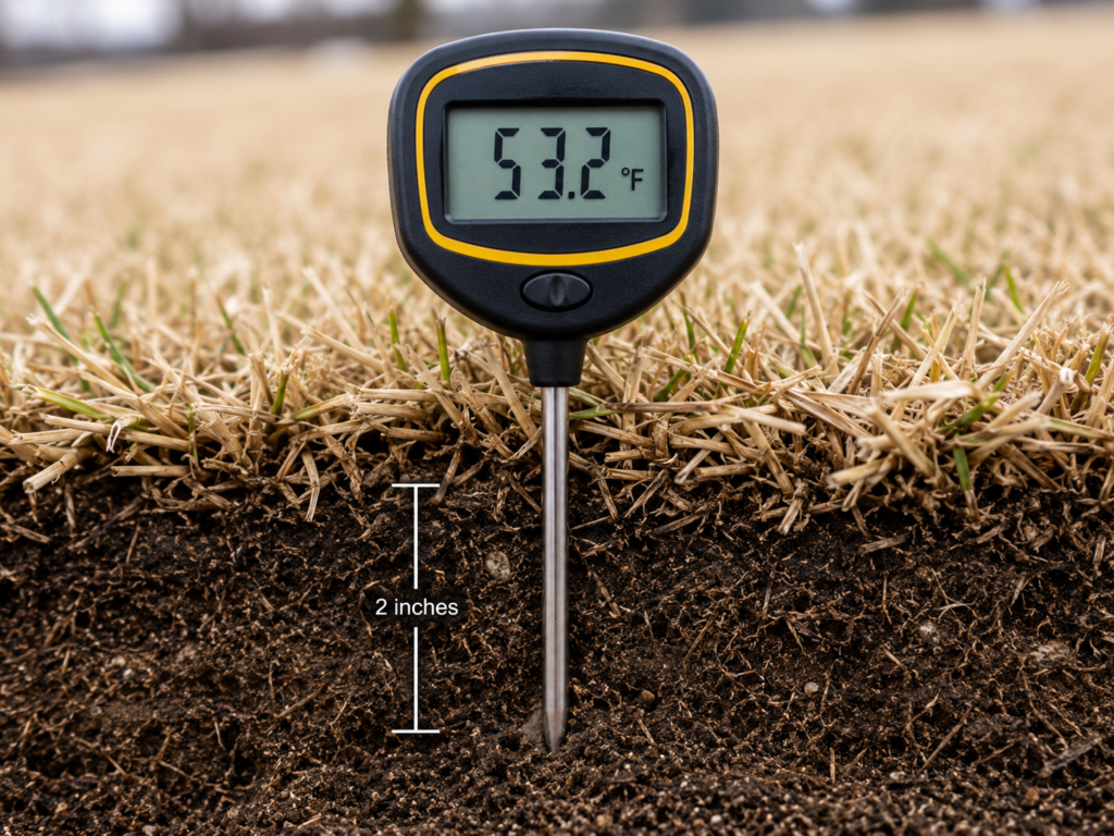 Soil thermometer at 2 inch depth