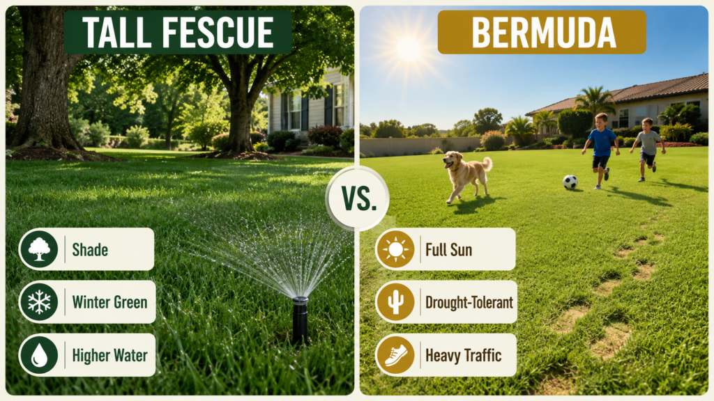 Bermuda and fescue