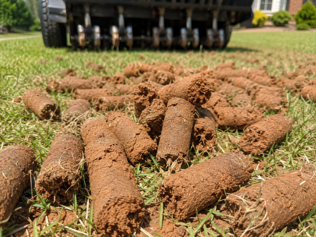 Freshly Aerated Lawn Soil Cores